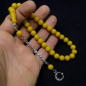 Küre Model Püsküllü 9-9mm Hareli Sıkma Kehribar Tesbih thumbnail 1