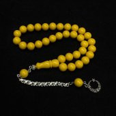 Küre Model Püsküllü 9-9mm Hareli Sıkma Kehribar Tesbih thumbnail 2