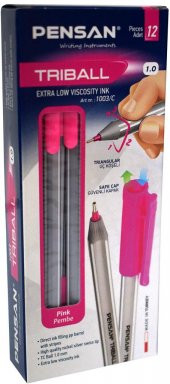 Pensan Tükenmez Kalem Triball 1.0 MM Bilye Uç Pembe 12 Lİ 1003 thumbnail 2