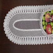 Amerikan Servis Supla ve Runner Seti 7 Parça Set Nakışlı Kırık Beyaz Masa Ve Sunum Takımı Oval Amerikan Servis - 2