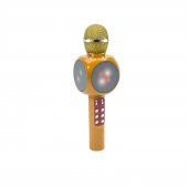 Karaoke Mikrofon Bluetoothlu Işıklı Şarjlı Süper Karaoke Sarı - 1
