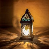 Fener Tipi Metal Mumluk Pembe+Mum - 1