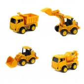 İnşaat Seti Mini Kamyon Mikser Kepçe Ekskavatör 4lü Set - 1