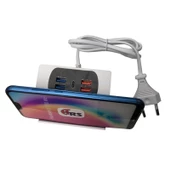 Çoklu usb yüksek hızlı soket şarj adaptörü 4 port usb şarj +Type C standlı - 5