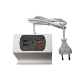 Çoklu usb yüksek hızlı soket şarj adaptörü 4 port usb şarj +Type C standlı - 4