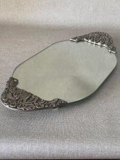 Antika Gümüş Aynalı Tepsi 40x20cm - 6
