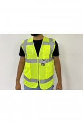Yüksek Görünümlü Mühedis Yeleği 30 adet Sarı XL Beden Yelek Reflektörlü Fermuarlı Reflektik - 1