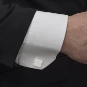 Kare Düz Gümüş Kol Düğmesi - 2