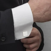 Kare Düz Gümüş Kol Düğmesi - 4