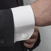 Dikdörtgen Düz Gümüş Kol Düğmesi - 1