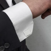 Dikdörtgen Düz Gümüş Kol Düğmesi - 6