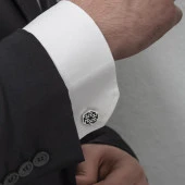 Siyah Mineli Ok Motifli Gümüş Kol Düğmesi - 6