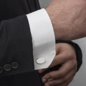 Oval Düz Gümüş Kol Düğmesi - 4