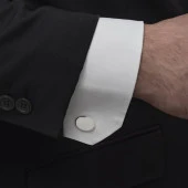 Oval Düz Gümüş Kol Düğmesi - 5