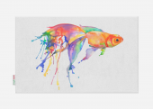 Goldfish Banyo Paspası, Püsküllü Banyo Paspas Takımı, Renkli Balık Desen Banyo Perdesi ve Paspası - 3