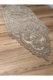 Kuru Runner Özel Işlemeli Bej (100X35CM) thumbnail 1