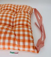 6lı Ekose Turuncu Sandalye Minderi-Dekoratif Minder Seti-40x40cm Kare Sandalye Minderi-Sırt Minderi - 4