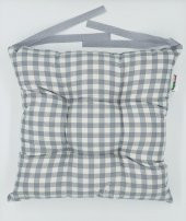 6lı Ekose Gri Sandalye Minderi-40x40 cm Bağcıklı Sandalye Mİnderi-Bahçe Sandalye Minderi 6 Adet - 3