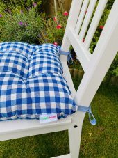 6lı Ekose Mavi Minder 40x40 cm Kare Sandalye Minderi-Mavi Balkon Sandalye Minderi-6lı Sırt Minderi - 2