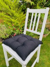 6lı Kombin Minder Seti-Pamuklu Siyah Sandalye Minderi-40x40cm Balkon Sandalye Minderi 6 Adet - 1