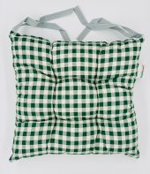 2li Bahçe Minderi 40x40 cm Ahşap Sandalye Minderi, Ekose Yeşil Bağcıklı Sandalye Minderi - 3