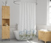 Kır Banyo Perdesi 180x200cm Tek Kanat Duş Perdesi, Renkli Çiçekli Banyo Duş Perdesi, Halkalı Perde - 2