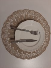 Yuvarlak Amerikan Servis Supla-Bej Renk Nakışlı Tekli Supla, 32x50 cm Çeyizlik Supla Venezia - 3