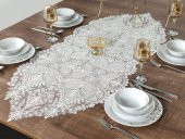 Amerikan Servis Supla ve Runner Salon Takımı-5 Parça Konsol Üstü Set, Beyaz Renk Runner Takımı thumbnail 3