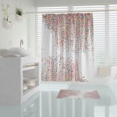 Renkli Noktalı Banyo Duş Perdesi-Tek Kanat Banyo Perdesi, 180x200cm Küvet Perdesi - 1