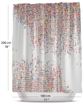 Renkli Noktalı Banyo Duş Perdesi-Tek Kanat Banyo Perdesi, 180x200cm Küvet Perdesi - 2