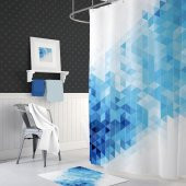 Mavi banyo perdesi-180x00 cm dijital baskı duş perdesi thumbnail 2