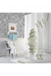 Banyo Duş Perdesi Taş Desen Dijital Baskılı Banyo Perdesi, 180x200 cm - 1