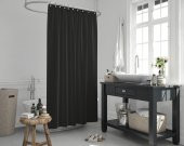 Siyah Banyo Perdesi - Duşakabin Perdesi, 180x200 cm Ev Dekorasyon Perdeleri-Siyah Küvet Perdesi - 1
