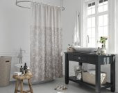 Çiçekli Duş Perdesi-Banyo Duş Aksesuar Perdesi, Su Geçirmez Küf Tutmaz Banyo Perdesi 180x200cm - 2