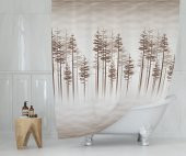Ağaç Desen Banyo Perdesi, Kahverengi Duş Perdesi-Banyo Dekorasyon Perdesi-Lüx Küvet Perdesi - 1