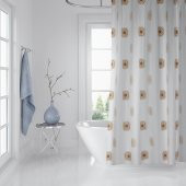 3 Boyutlu Duş Perdesi-Kahverengi Kareli Banyo Perdesi, Lüx Küvet Perdesi 180x200cm Duşakabin Perde - 3