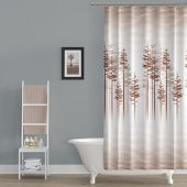 Ağaç Desen Banyo Perdesi, Kahverengi Duş Perdesi-Banyo Dekorasyon Perdesi-Lüx Küvet Perdesi - 2