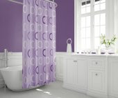 Lila Banyo Perdesi-Halka Desen Lüx Mor Renk Duş Perdesi, 180x200 Duş Perdesi Tek Kanat Küvet Perdesi - 2