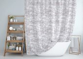 Kahverengi Banyo Perdesi-Halkalı Su Geçirmez Duş Perdesi 180x200 C Halkalı Polyester Kumaş Duş Perde - 2