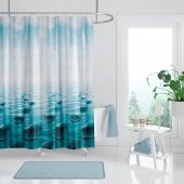 Duş Perdesi Seti, 12 Adet C Halka Hediyeli Banyo Perdesi-Banyo Duş Perdeleri-Banyo Aksesuarları - 1