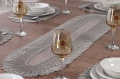 Amerikan Servis Çeyizlik Tek Runner-Çeyiz Runner Set, Sehpa Üstü Runner Gri Runner - 1