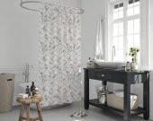 Banyo Perdesi - Tek Kanat Duş Perdesi, Polyester Kumaş Duşakabin Perdesi 180x200 cm Küvet Perdesi - 1