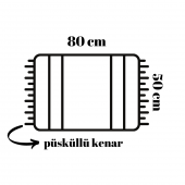 Tropikhome   Banyo Paspası Siyah Beyaz Baskılı 50x80 Püsküllü Polyester Kaymaz Tabanlı Duş Paspası - 4