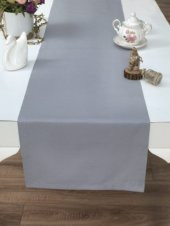 Gri runner 40x140 cm amerikan servis runner pamuklu düz renk runner - 1