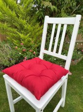 2li Kombin Sandalye Minderi 40x40 Cm Yılbaşı Özel Kırmızı Sandalye, Pamuklu Sırt Minderi - 1