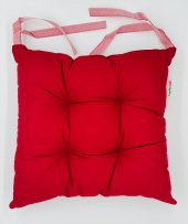 Yılbaşı Temalı Kırmızı Sandalye Minderi Pamuklu Pofidik Minder Bağcıklı Lüx Sandalye Minder 40x40cm thumbnail 2