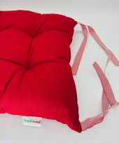 Yılbaşı Temalı Kırmızı Sandalye Minderi Pamuklu Pofidik Minder Bağcıklı Lüx Sandalye Minder 40x40cm thumbnail 3