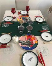 Yeni Yıl Temalı Özel Runner Amerikan Servis Runner Pamuklu Yeşil Masa Sunum Runnerı 40x170 thumbnail 2