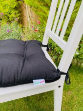 Siyah Sandalye Minderi Silikon Elyaflı Kare Minder Lüx Pamuklu Yıkanabilir Sandalye Minderi 40x40 cm thumbnail 2