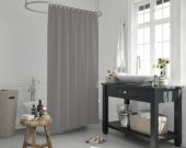 Gri Banyo Perdesi 180x200 Duş Perdesi Tek Kanat Banyo Perdeleri - Su Geçirmez Küvet Perde - 1